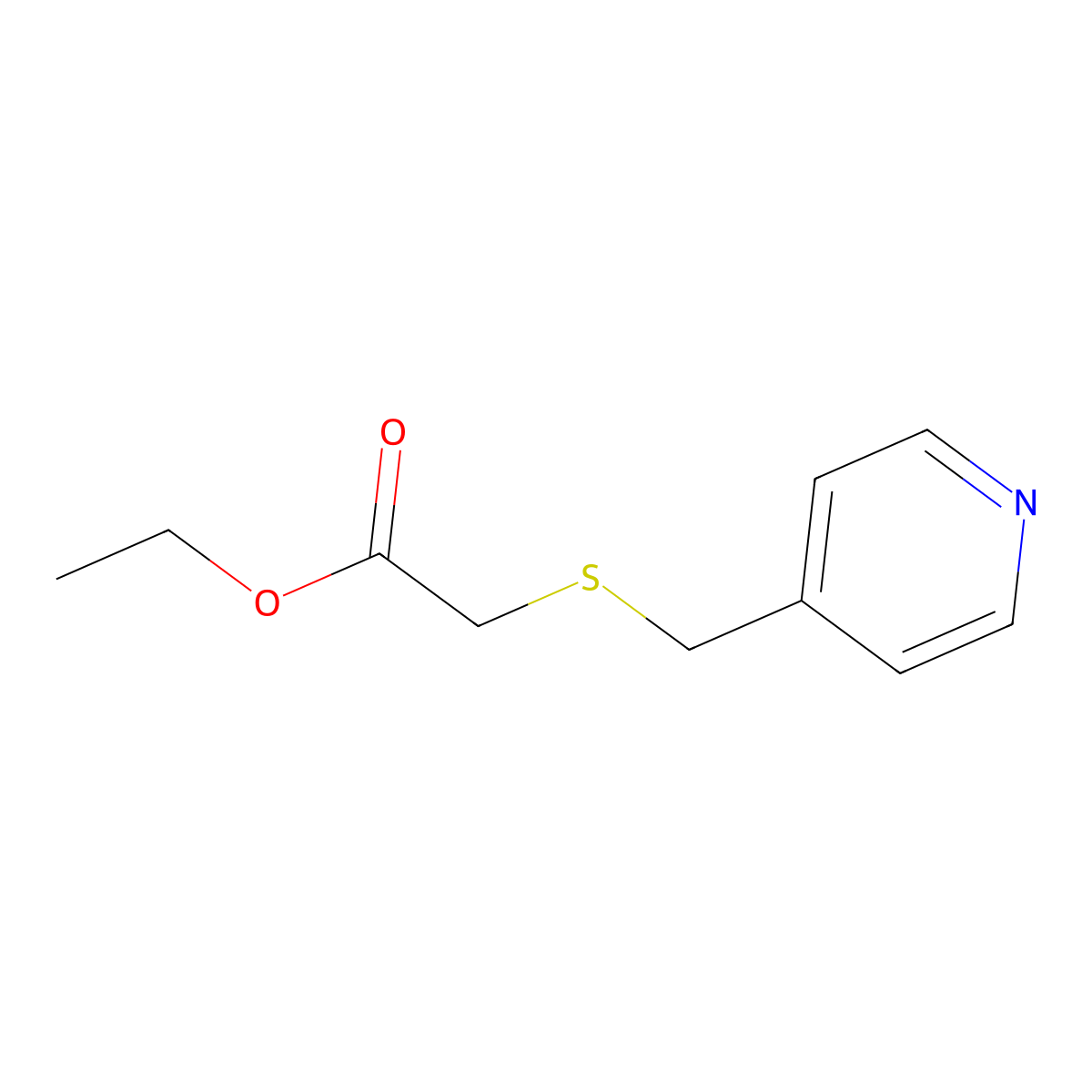Ethyl 2-[(pyridin-4-ylmethyl)sulfanyl]acetate molecular structure, CAS 82118-29-4