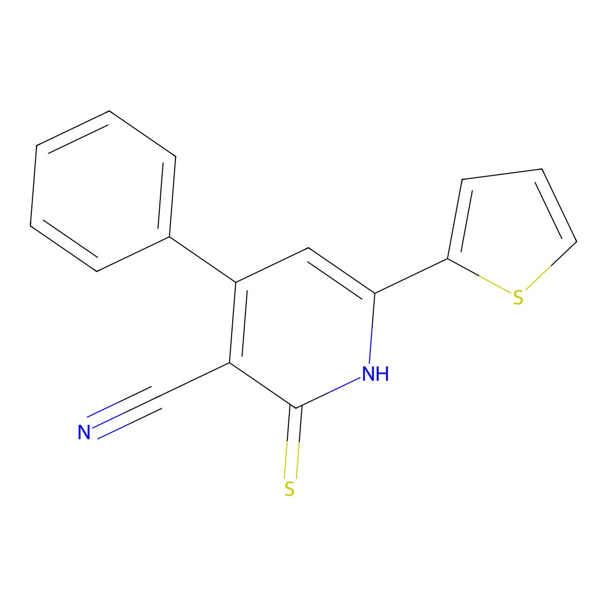 4-Phenyl-2-sulfanyl-6-(thiophen-2-yl)pyridine-3-carbonitrile molecular structure, CAS 82127-11-5