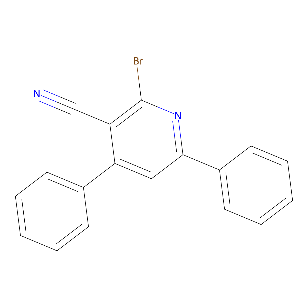 2-Bromo-4,6-diphenylnicotinonitrile molecular structure, CAS 82127-26-2
