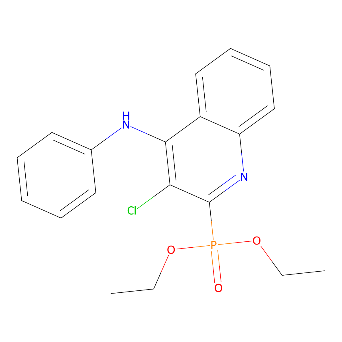 3-chloro-2-diethoxyphosphoryl-N-phenylquinolin-4-amine molecular structure, CAS 82127-57-9
