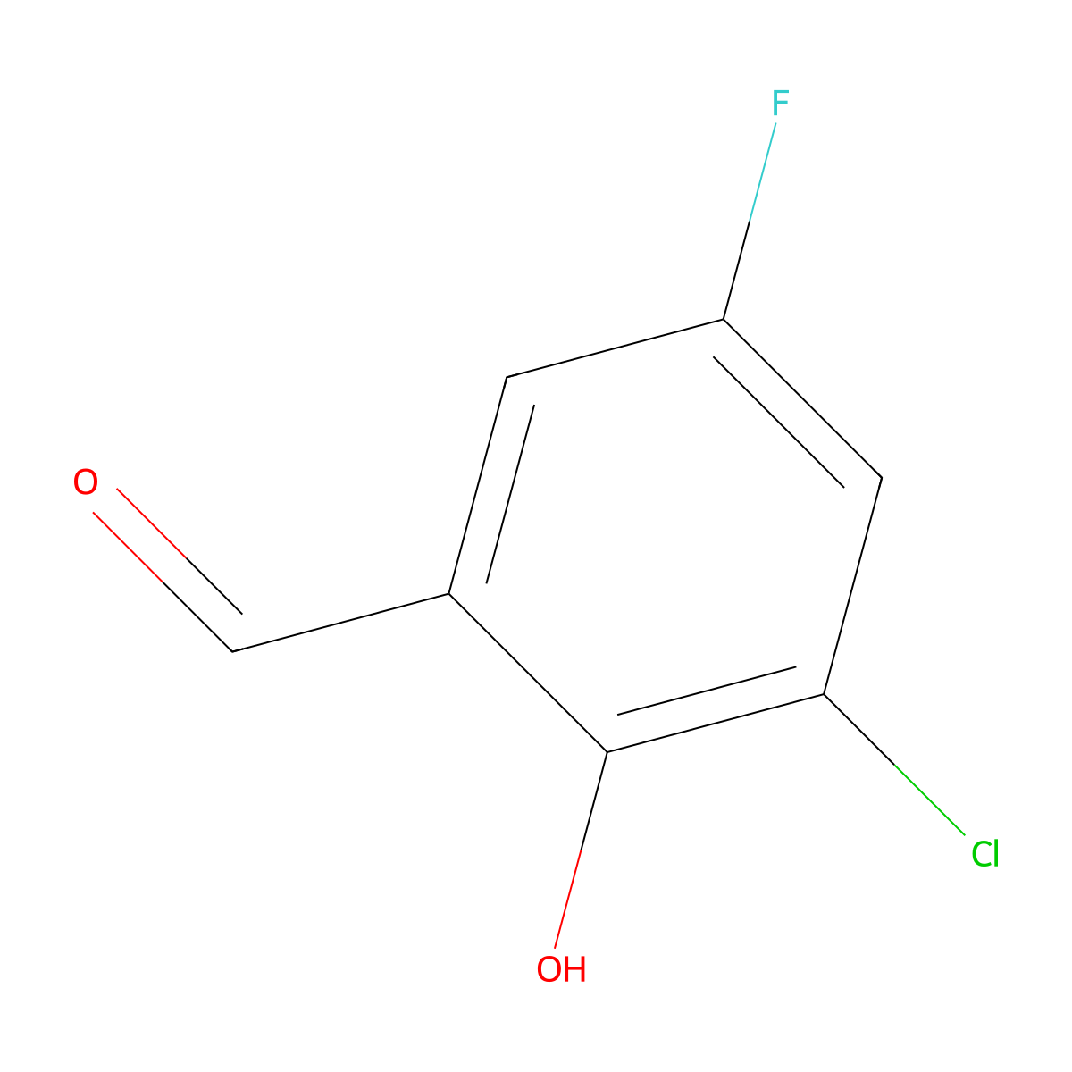 3-Chloro-5-fluoro-2-hydroxybenzaldehyde molecular structure, CAS 82128-69-6
