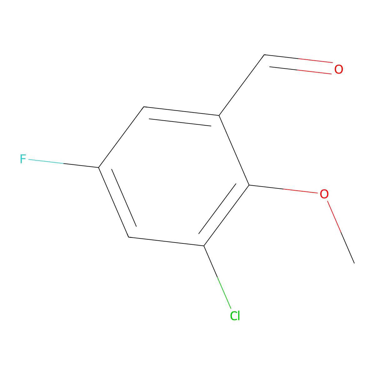 3-Chloro-5-fluoro-2-methoxybenzaldehyde molecular structure, CAS 82129-41-7