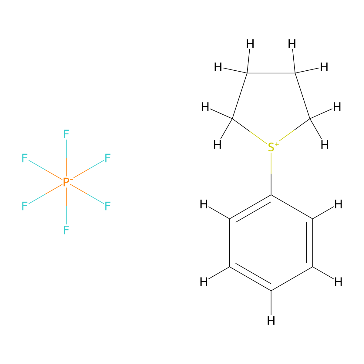 1-Phenylthiolan-1-ium hexafluorophosphate molecular structure, CAS 82135-88-4