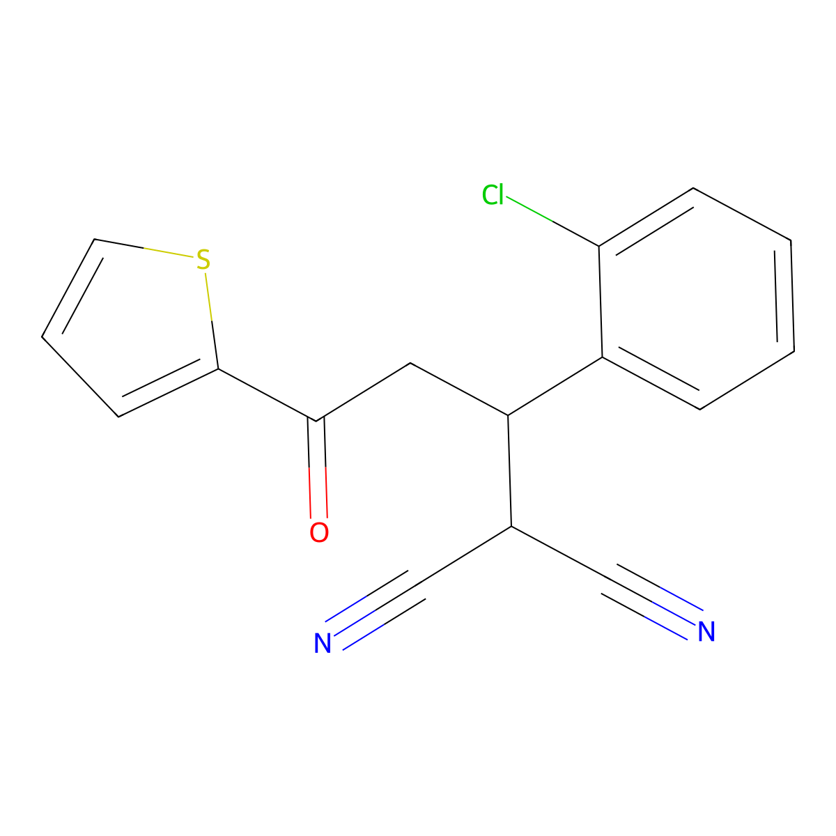 [1-(2-Chlorophenyl)-3-oxo-3-(thiophen-2-yl)propyl]propanedinitrile molecular structure, CAS 82137-58-4