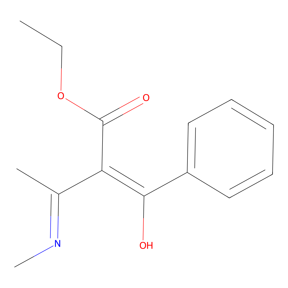 Ethyl 2-[hydroxy(phenyl)methylidene]-3-methyliminobutanoate molecular structure, CAS 82140-46-3