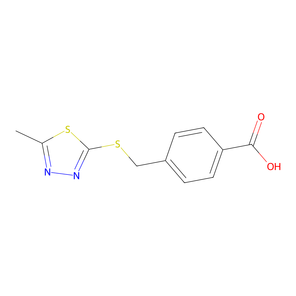4-{[(5-Methyl-1,3,4-thiadiazol-2-yl)sulfanyl]methyl}benzoic acid molecular structure, CAS 82145-79-7