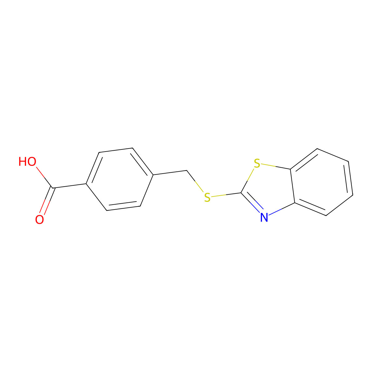 4-((1,3-Benzothiazol-2-ylsulfanyl)methyl)benzoic acid molecular structure, CAS 82145-84-4