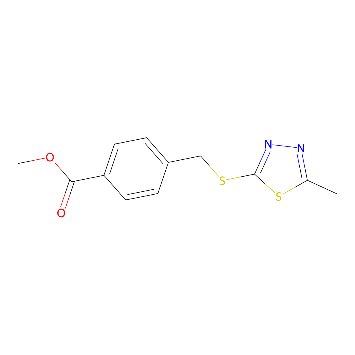 Methyl 4-{[(5-methyl-1,3,4-thiadiazol-2-yl)sulfanyl]methyl}benzoate molecular structure, CAS 82145-96-8