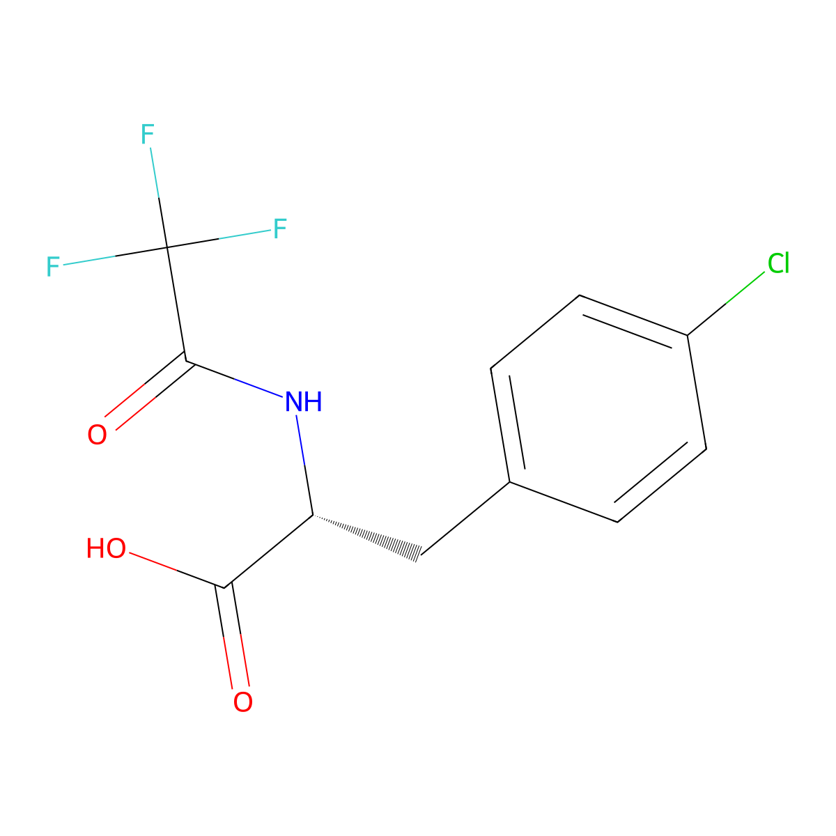 (2R)-3-(4-chlorophenyl)-2-(2,2,2-trifluoroacetamido)propanoic acid molecular structure, CAS 82147-53-3