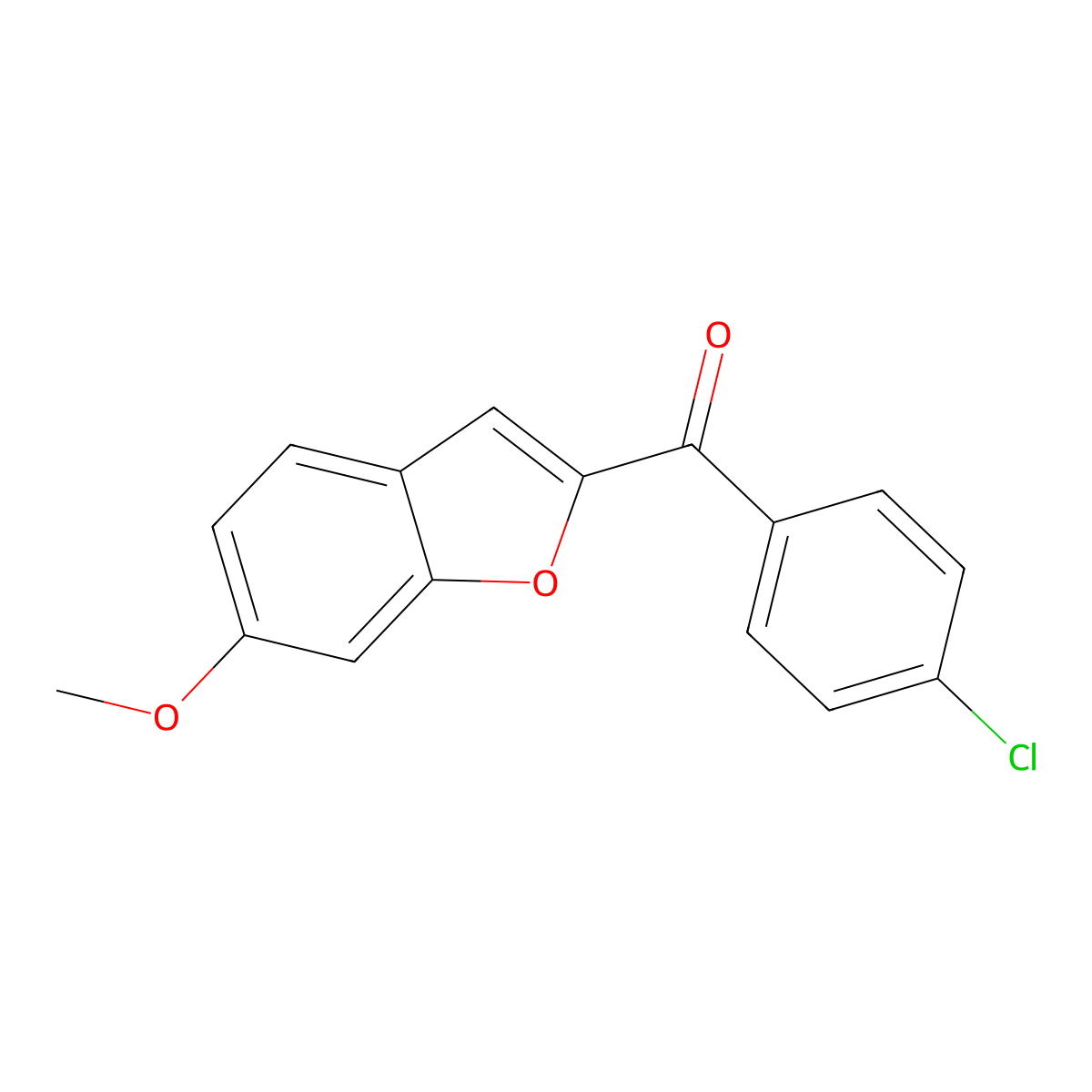 (4-Chlorophenyl)(6-methoxybenzofuran-2-yl)methanone molecular structure, CAS 82158-47-2