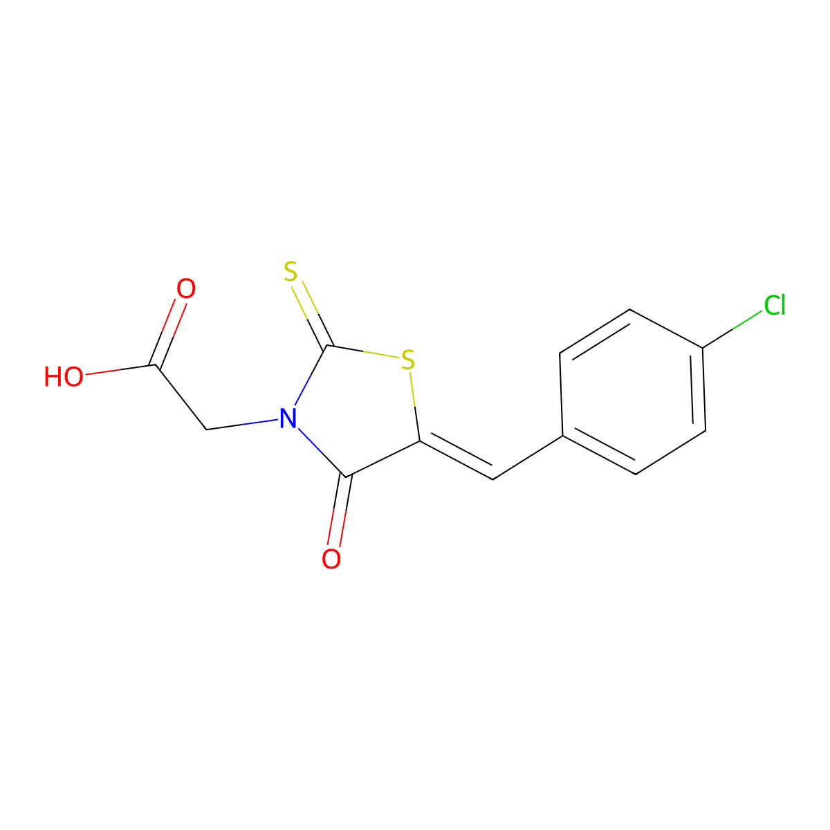 5-[(4-chlorophenyl)methylene]-4-oxo-2-thioxo-3-Thiazolidineacetic acid molecular structure, CAS 82158-54-1