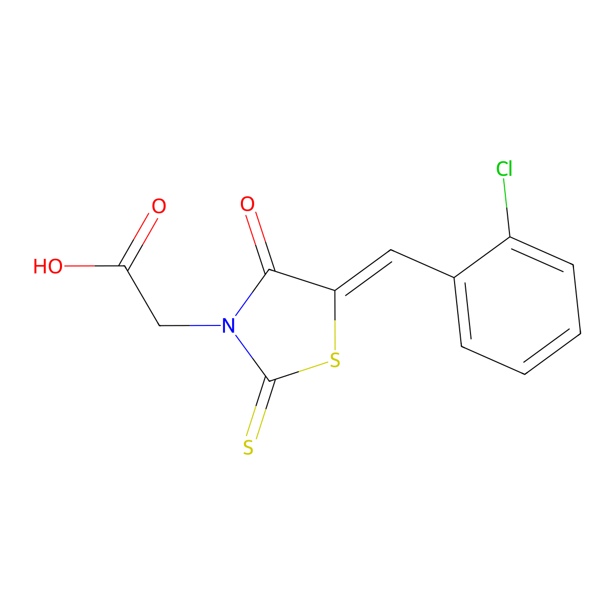 [(5Z)-5-(2-chlorobenzylidene)-4-oxo-2-thioxo-1,3-thiazolidin-3-yl]acetic acid molecular structure, CAS 82158-57-4