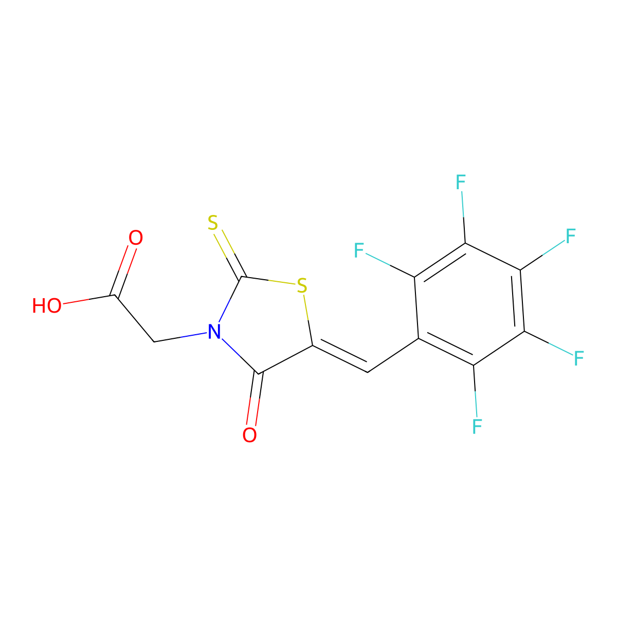 4-Oxo-5-[(2,3,4,5,6-pentafluorophenyl)methylene]-2-thioxo-3-thiazolidineacetic acid molecular structure, CAS 82158-67-6