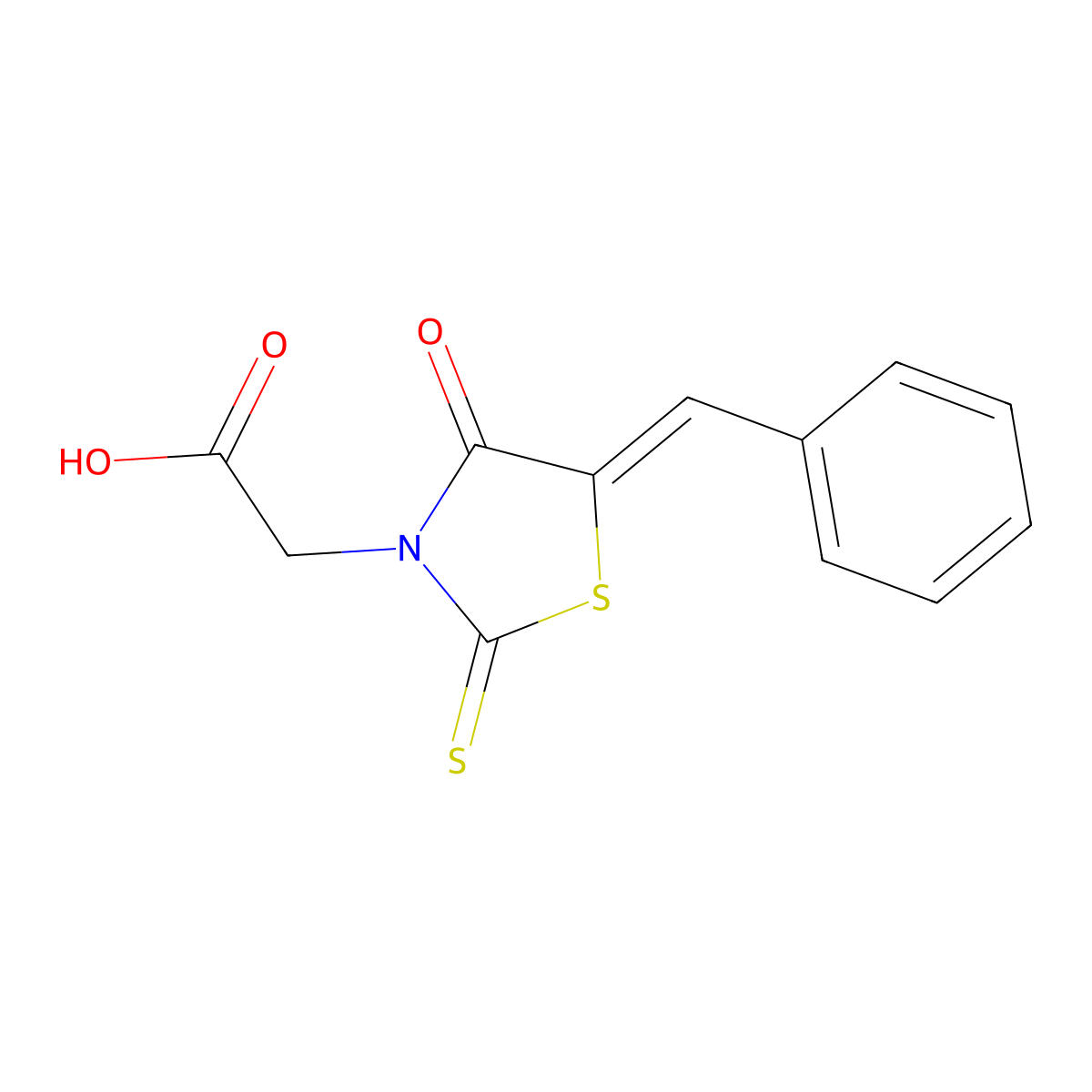 [(5Z)-5-benzylidene-4-oxo-2-thioxo-1,3-thiazolidin-3-yl]acetic acid molecular structure, CAS 82159-06-6