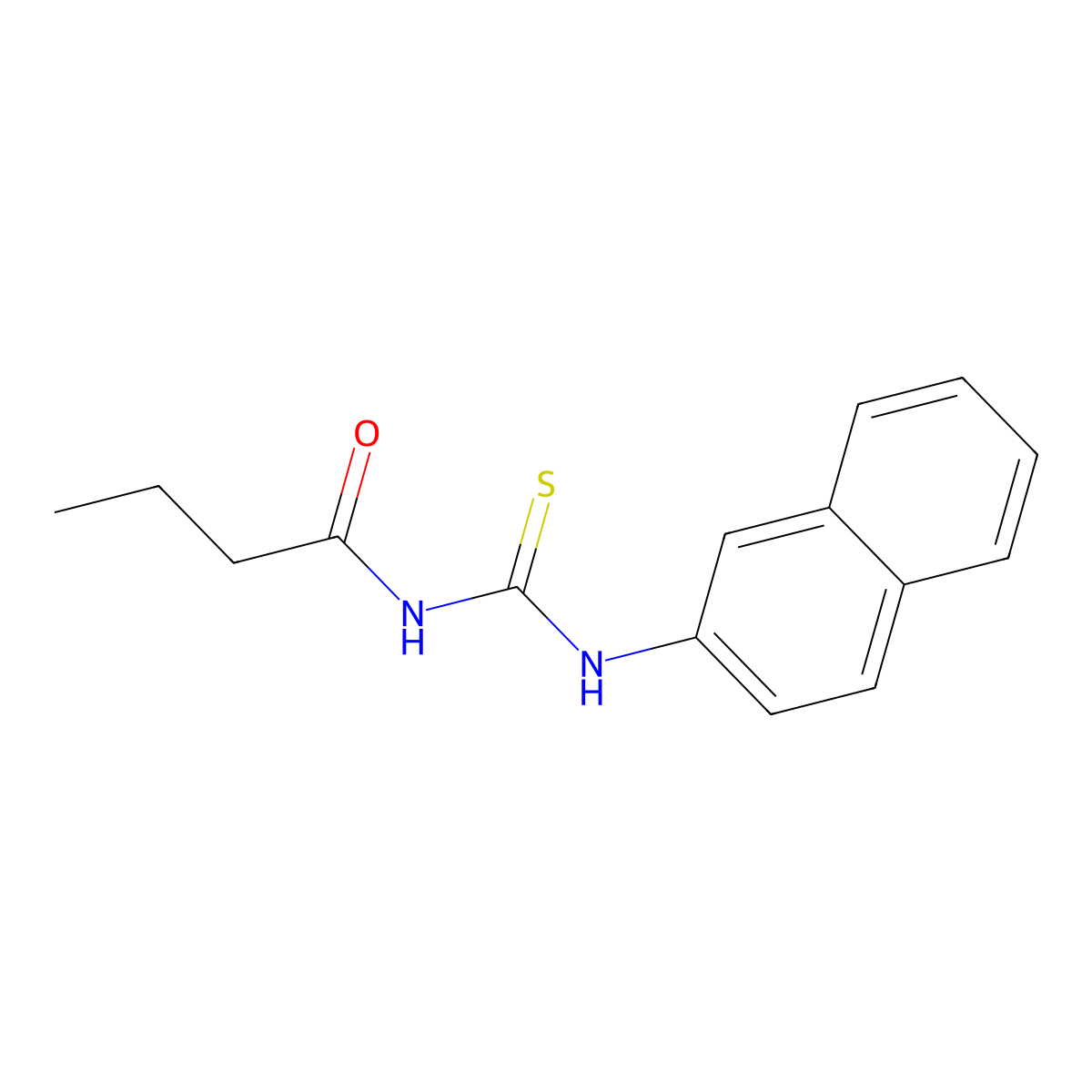 N-(naphthalen-2-ylcarbamothioyl)butanamide molecular structure, CAS 82162-88-7