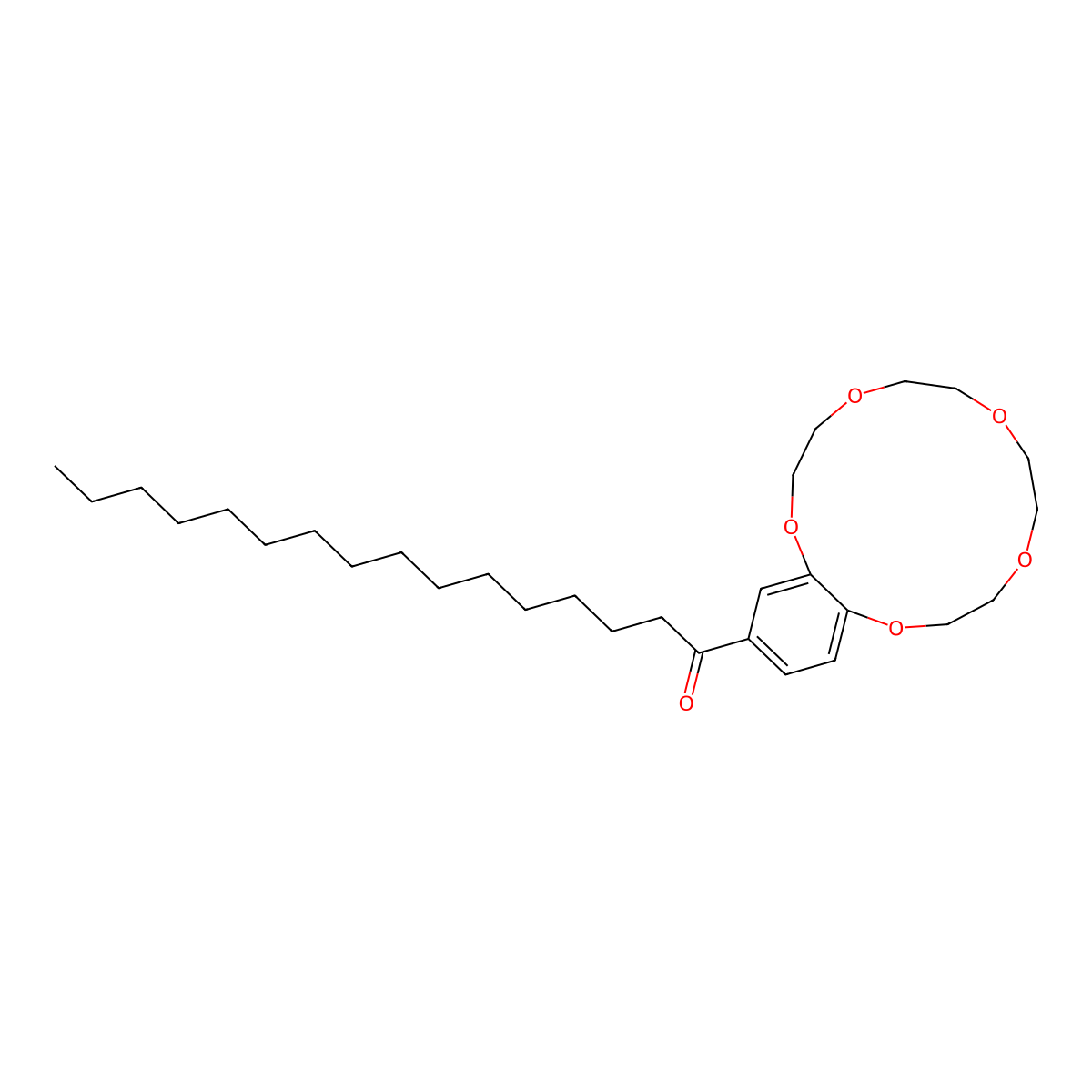 1-(2,3,5,6,8,9,11,12-Octahydro-1,4,7,10,13-benzopentaoxacyclopentadecin-15-yl)-1-hexadecanone molecular structure, CAS 82169-88-8