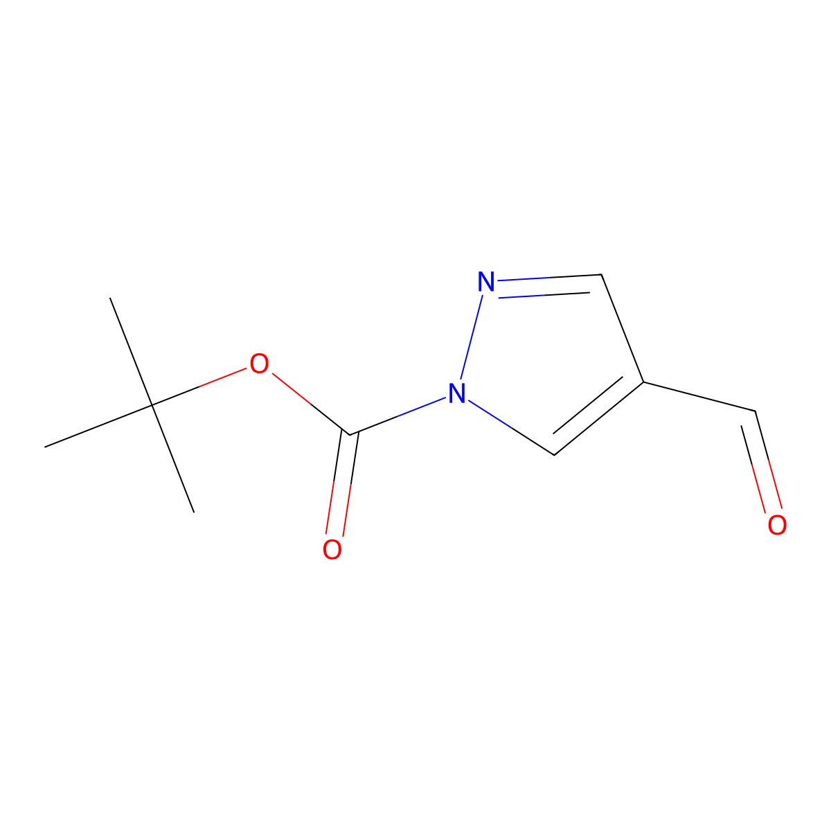 Tert-butyl 4-formyl-1H-pyrazole-1-carboxylate molecular structure, CAS 821767-61-7