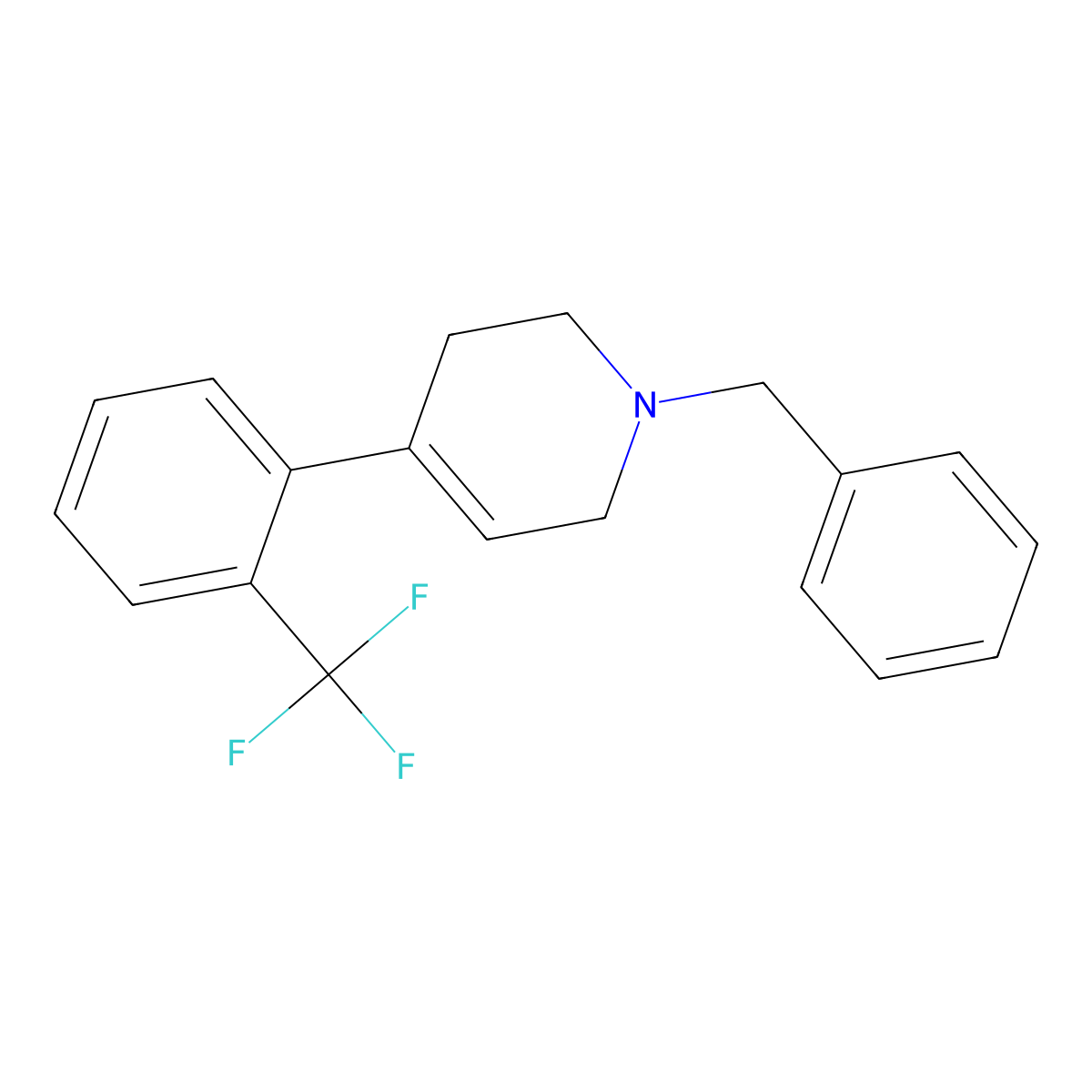 1-Benzyl-4-(2-(trifluoromethyl)phenyl)-1,2,3,6-tetrahydropyridine molecular structure, CAS 821768-10-9