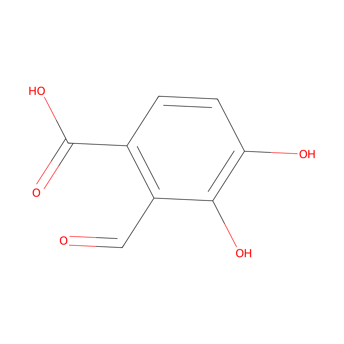 2-Formyl-3,4-dihydroxybenzoic acid molecular structure, CAS 82177-66-0