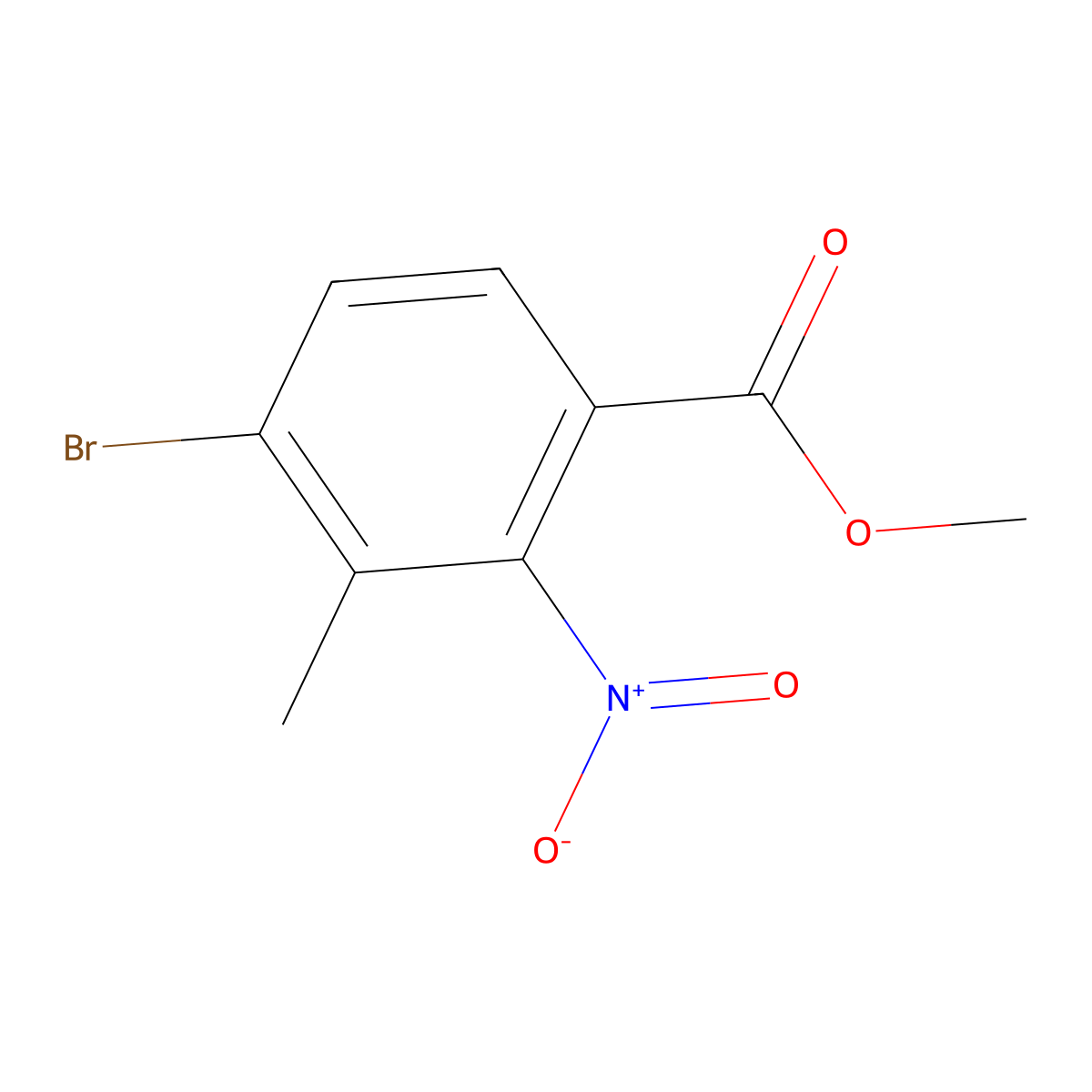 Methyl 4-bromo-3-methyl-2-nitrobenzoate molecular structure, CAS 821773-44-8