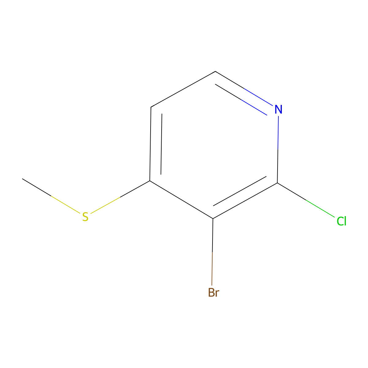3-Bromo-2-chloro-4-(methylsulfanyl)pyridine molecular structure, CAS 821773-94-8