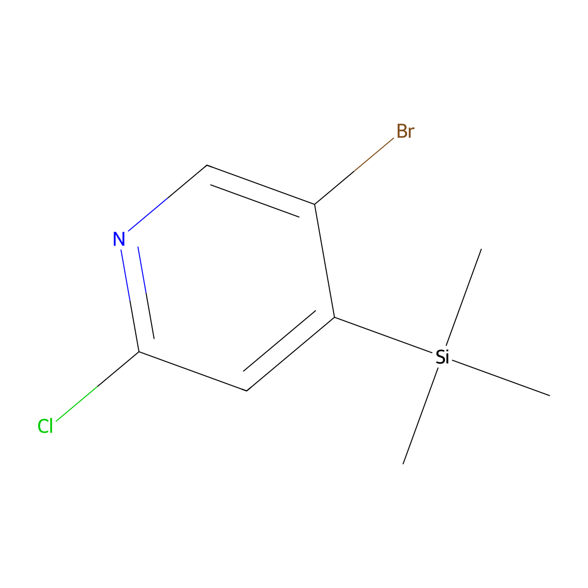 5-Bromo-2-chloro-4-(trimethylsilyl)pyridine molecular structure, CAS 821773-95-9
