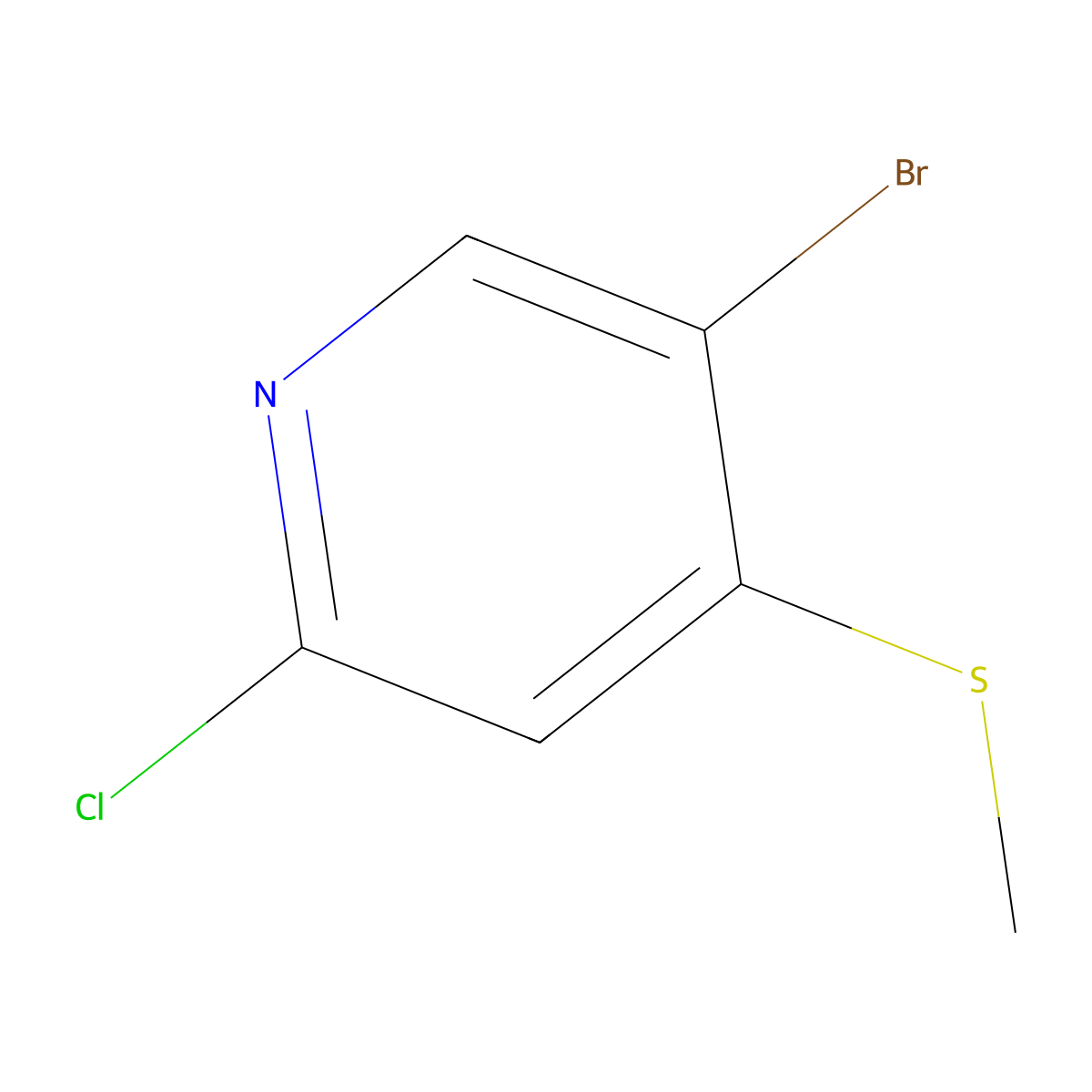 Pyridine, 5-bromo-2-chloro-4-(methylthio)- molecular structure, CAS 821773-98-2