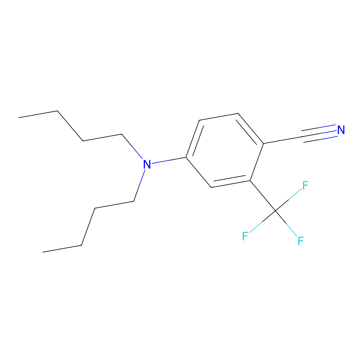 Benzonitrile, 4-(dibutylamino)-2-(trifluoromethyl)- molecular structure, CAS 821776-98-1