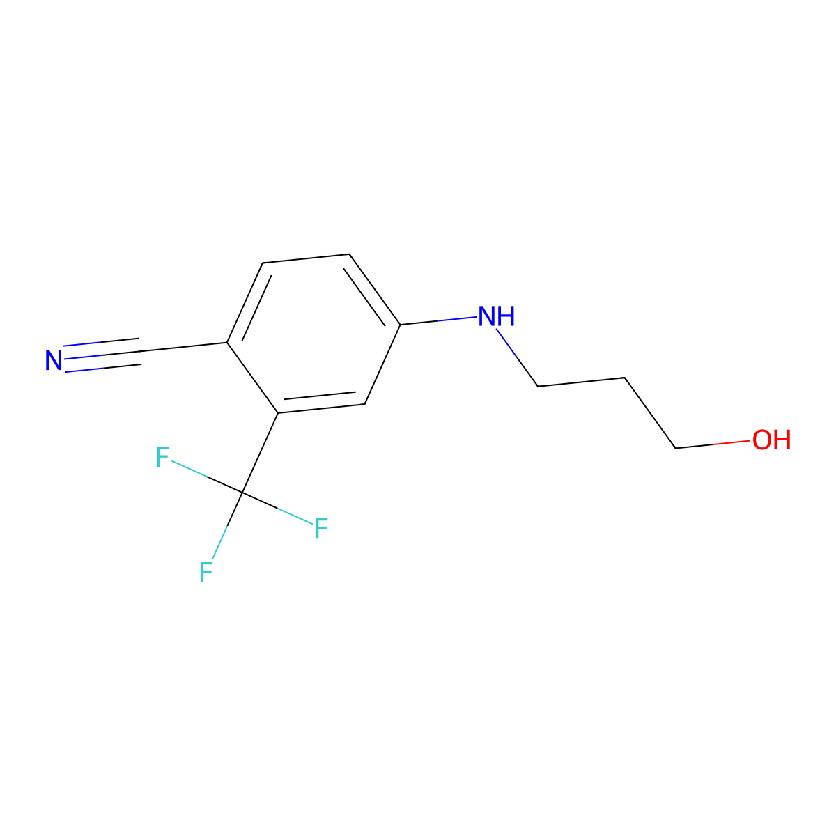 Benzonitrile, 4-[(3-hydroxypropyl)amino]-2-(trifluoromethyl)- molecular structure, CAS 821777-20-2