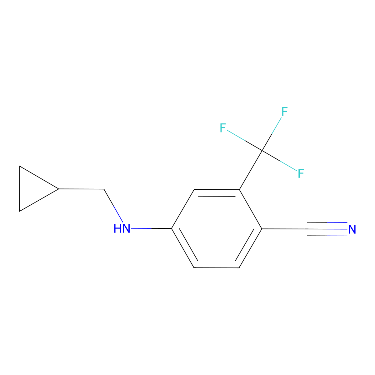 4-[(Cyclopropylmethyl) amino]-2-(trifluoromethyl)benzonitrile molecular structure, CAS 821777-24-6