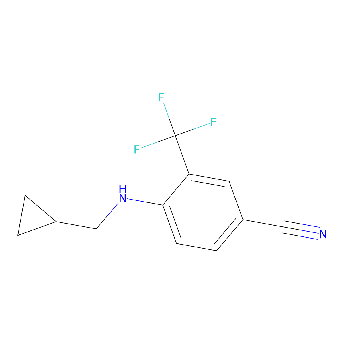 4-[(Cyclopropylmethyl)amino]-3-(trifluoromethyl)benzonitrile molecular structure, CAS 821777-30-4