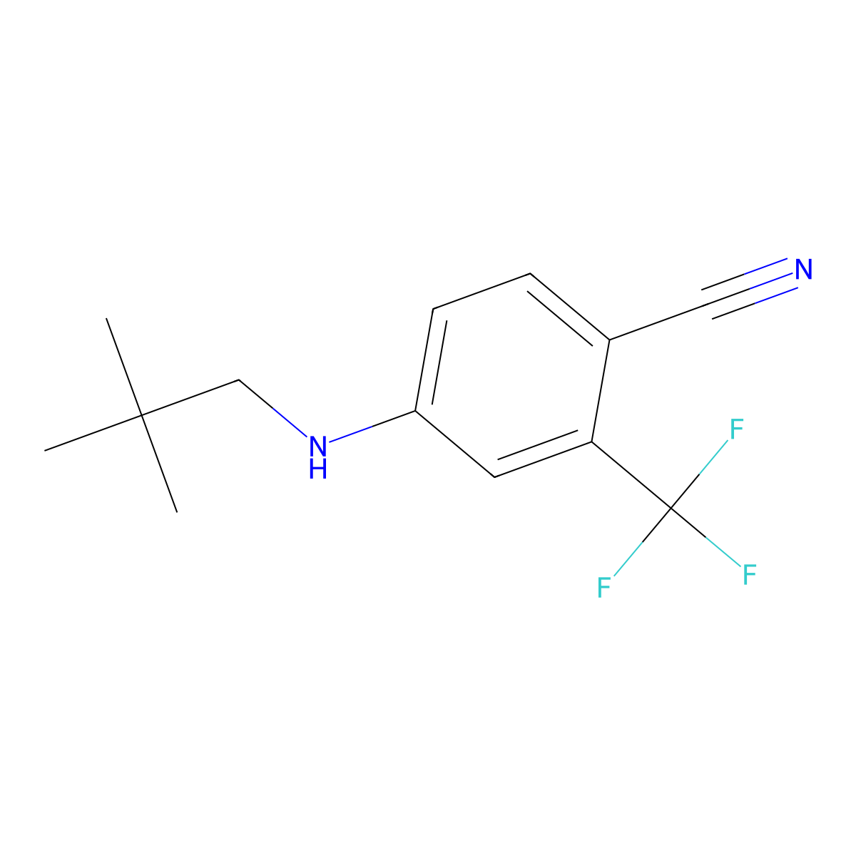 4-[(2,2-Dimethylpropyl)amino]-2-(trifluoromethyl)benzonitrile molecular structure, CAS 821777-34-8