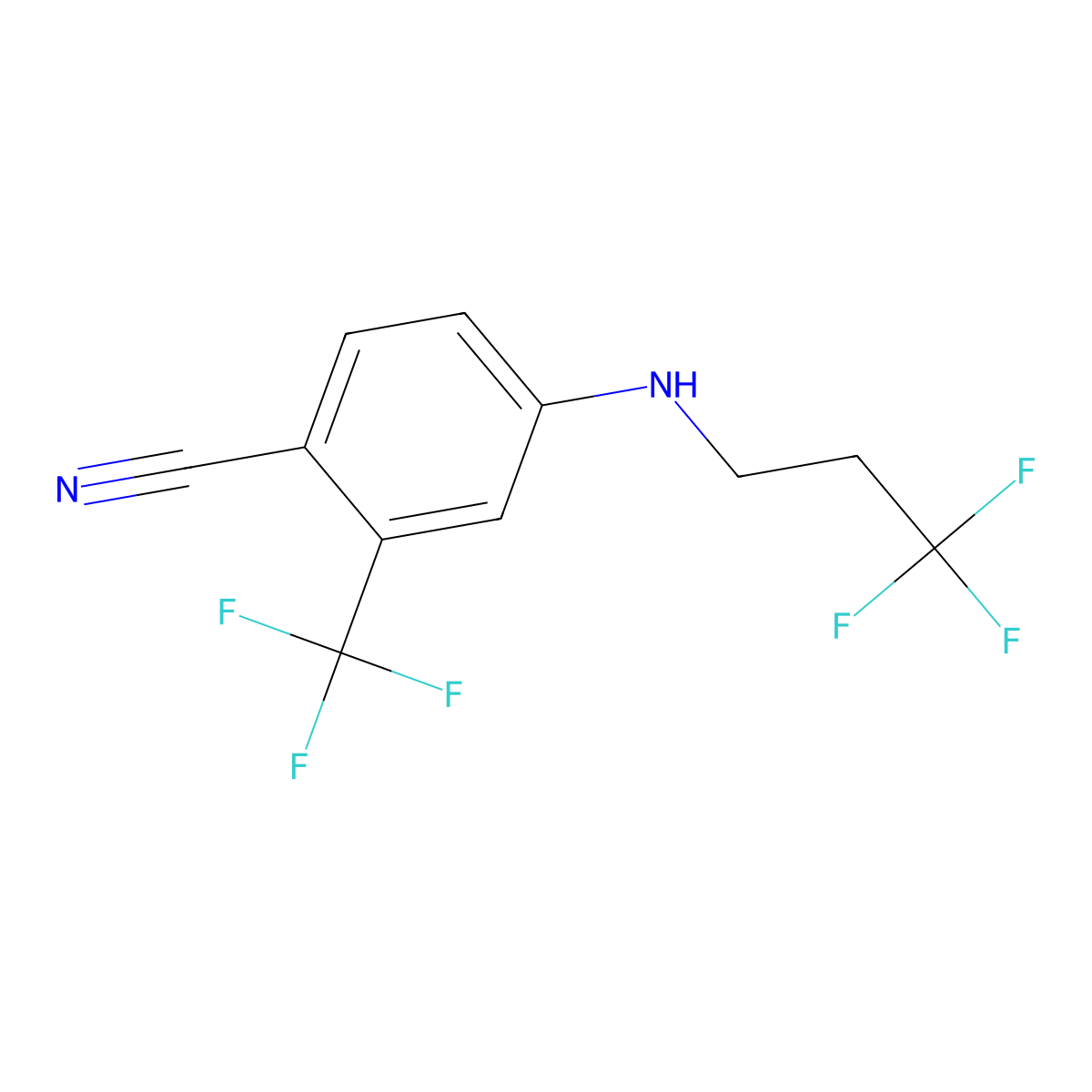 2-(Trifluoromethyl)-4-[(3,3,3-trifluoropropyl)amino]benzonitrile molecular structure, CAS 821777-48-4