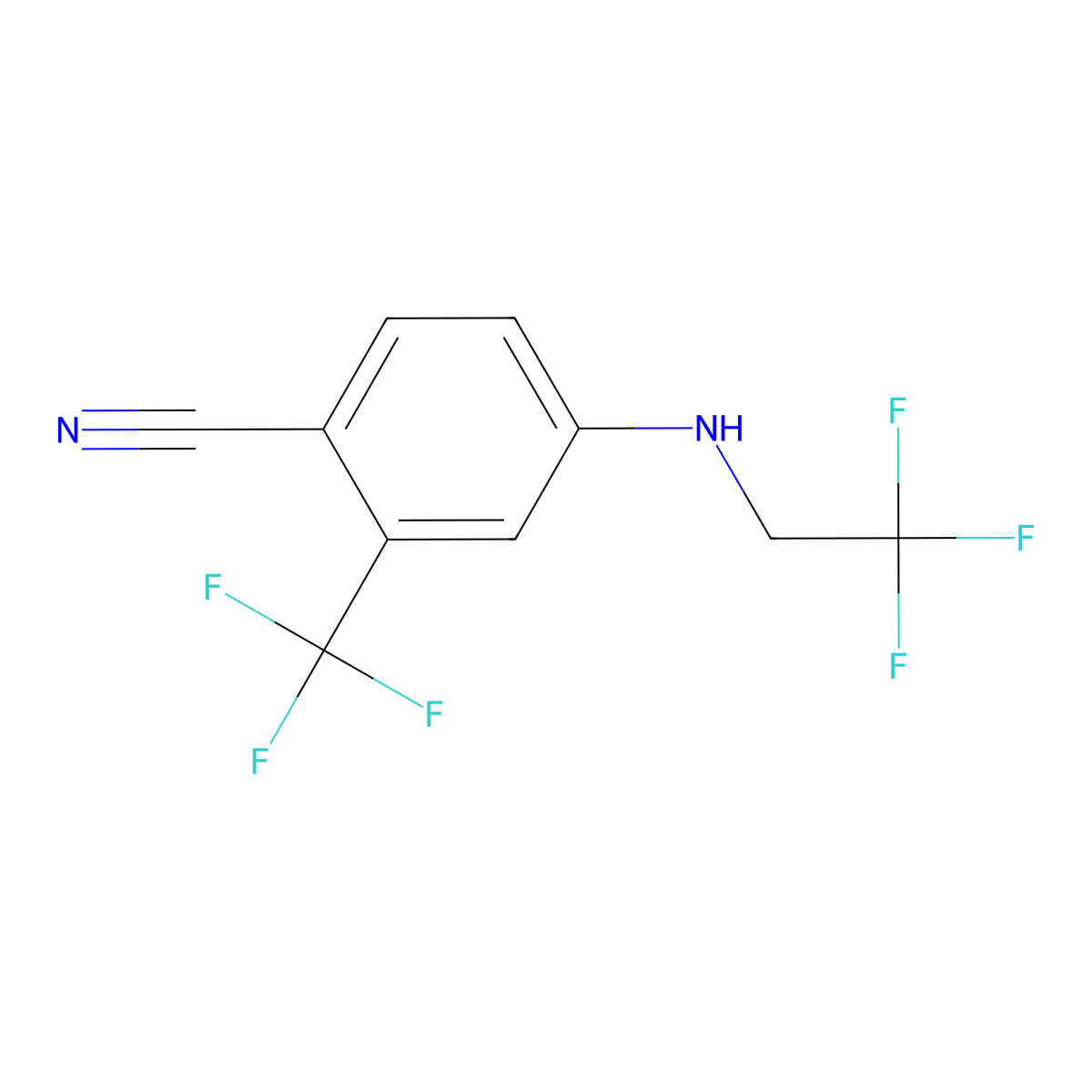4-((2,2,2-Trifluoroethyl)amino)-2-(trifluoromethyl)benzonitrile molecular structure, CAS 821777-50-8