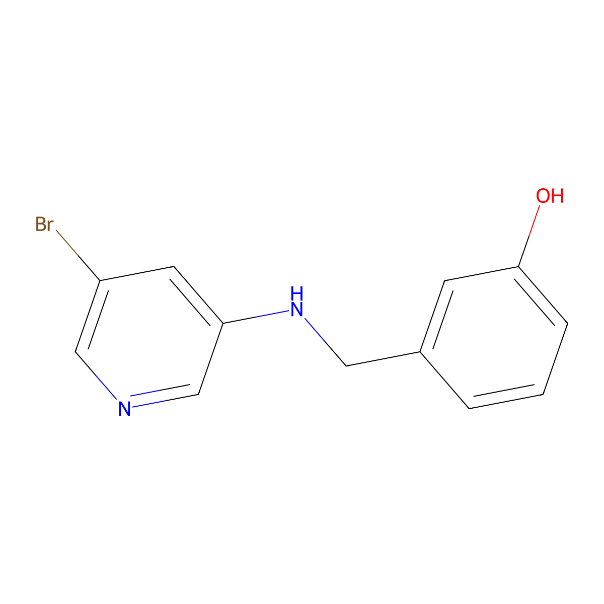 3-{[(5-Bromopyridin-3-yl)amino]methyl}phenol molecular structure, CAS 821784-82-1