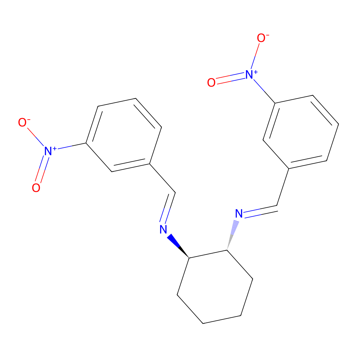 N~1~,N~2~-bis(3-nitrobenzylidene)-1,2-cyclohexanediamine molecular structure, CAS 821785-58-4