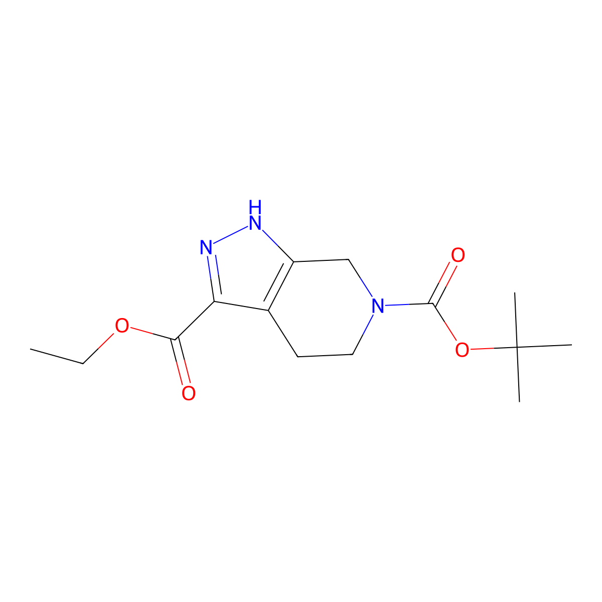 6-tert-Butyl 3-ethyl 4,5-dihydro-1H-pyrazolo[3,4-c]pyridine-3,6(7H)-dicarboxylate molecular structure, CAS 821785-75-5