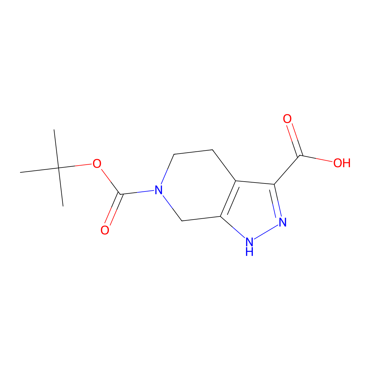 6-Boc-1,4,5,7-tetrahydropyrazolo[3,4-c]pyridine-3-carboxylic acid molecular structure, CAS 821785-76-6