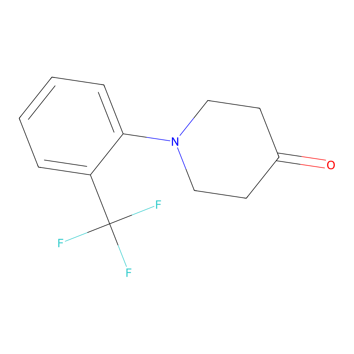 1-(2-(Trifluoromethyl)phenyl)piperidin-4-one molecular structure, CAS 821792-43-2