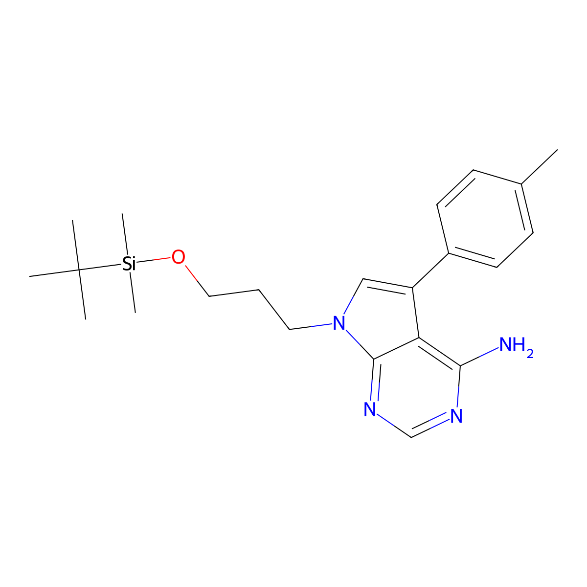 1-[4-Amino-7-(3-tert-butyldimethylsilyloxypropyl)-5-(4-methylphenyl)-7H-pyrrolo[2,3-d]pyrimidine molecular structure, CAS 821794-84-7