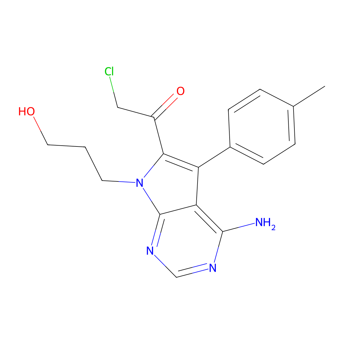 1-(4-Amino-7-(3-hydroxypropyl)-5-(p-tolyl)-7h-pyrrolo[2,3-d]pyrimidin-6-yl)-2-chloroethanone molecular structure, CAS 821794-90-5