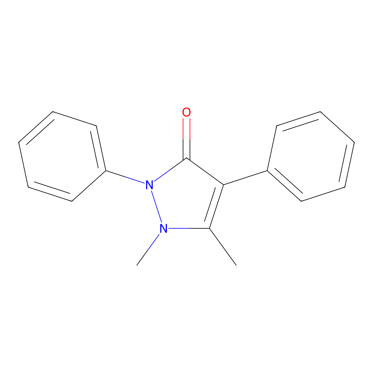 1,5-dimethyl-2,4-diphenyl-1H-pyrazol-3(2H)-one molecular structure, CAS 821798-41-8