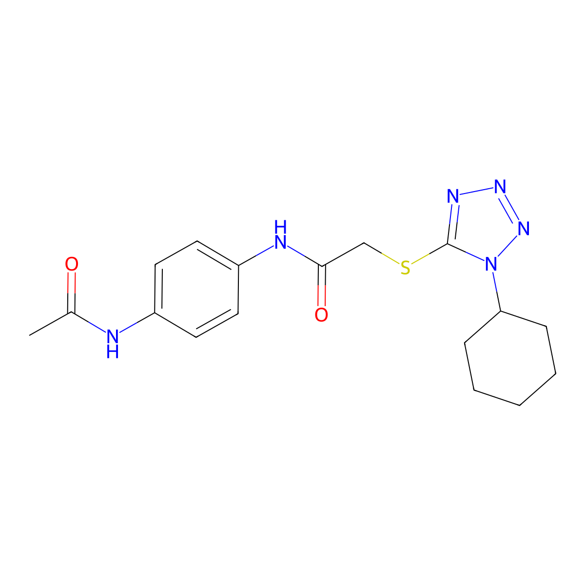 N-(4-Acetylamino-phenyl)-2-(1-cyclohexyl-1H-tetrazol-5-ylsulfanyl)-acetamide molecular structure, CAS 821807-33-4