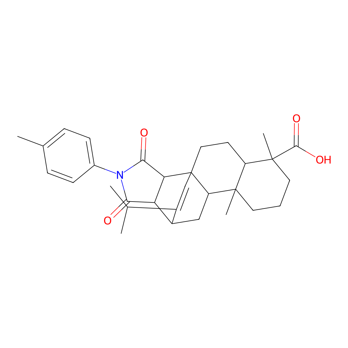 6,9a-Dimethyl-2-(4-methylphenyl)-1,3-dioxo-12-(propan-2-yl)hexadecahydro-3b,11-ethenonaphtho[2,1-e]isoindole-6-carboxylic acid molecular structure, CAS 821808-62-2
