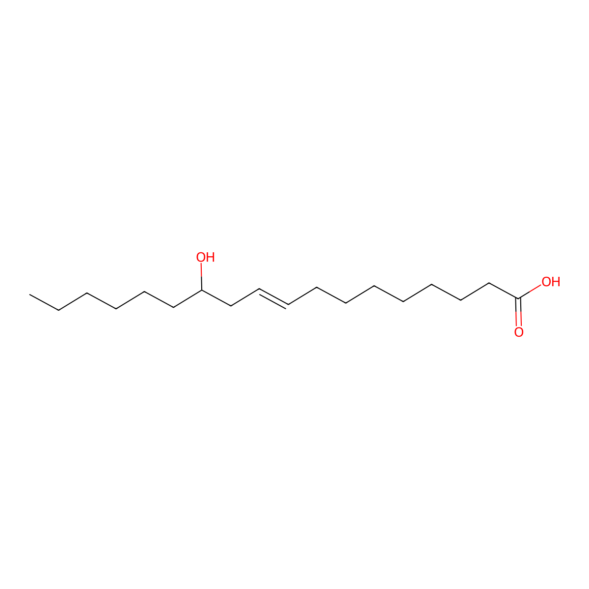 (9E)-12-hydroxyoctadec-9-enoic acid molecular structure, CAS 82188-83-8