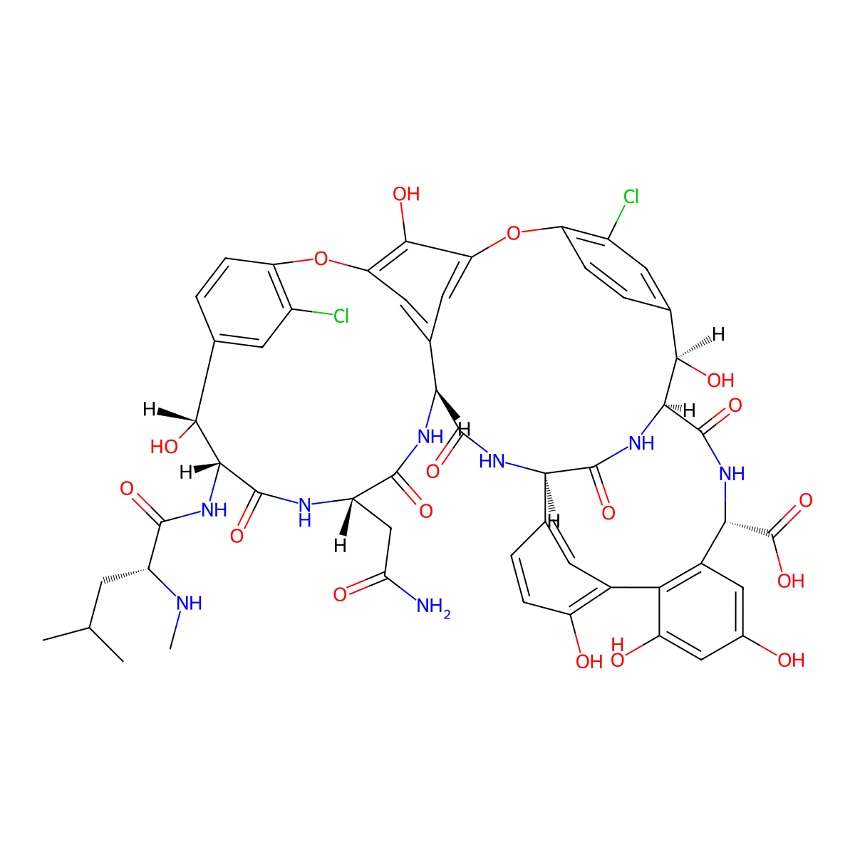 Vancomycin aglycone molecular structure, CAS 82198-76-3