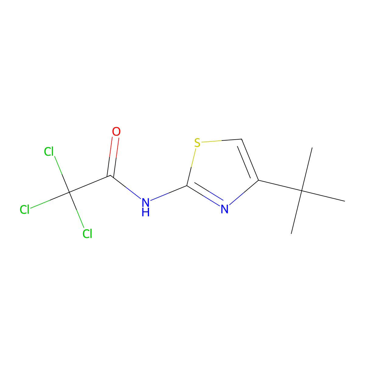 N-(4-tert-butyl-1,3-thiazol-2-yl)-2,2,2-trichloroacetamide molecular structure, CAS 82202-35-5