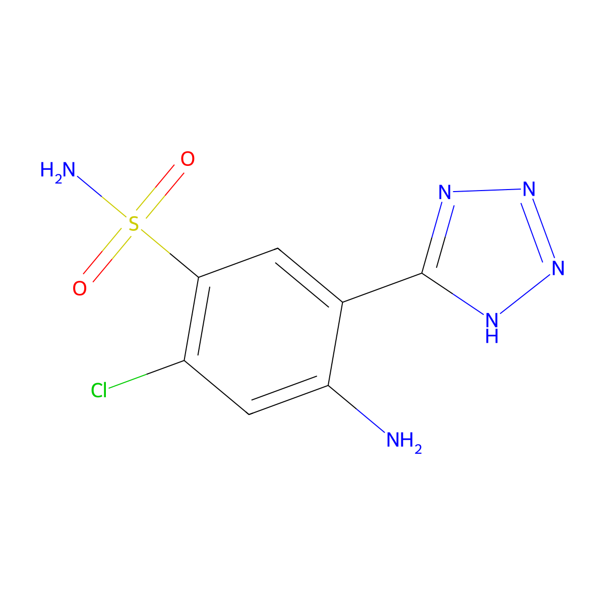 2-Chloro-5-(1H-tetrazol-5-yl)sulphanilamide molecular structure, CAS 82212-14-4