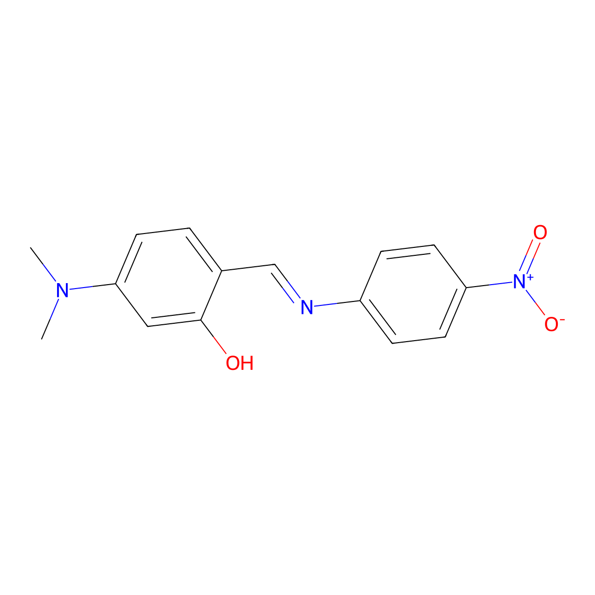 Phenol, 5-(dimethylamino)-2-[[(4-nitrophenyl)imino]methyl]- molecular structure, CAS 82222-34-2