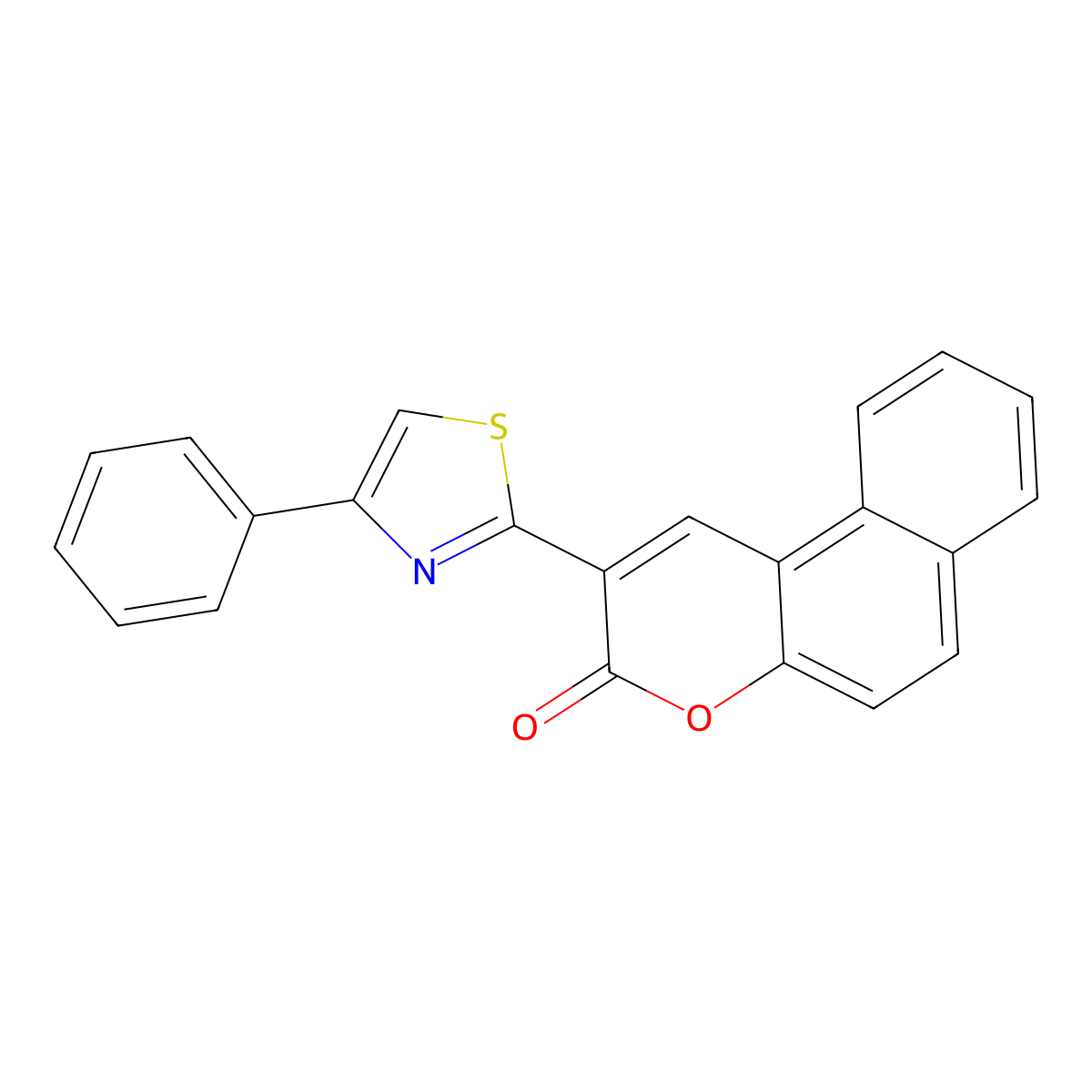 2-(4-Phenyl-thiazol-2-yl)-benzo[f]chromen-3-one molecular structure, CAS 82222-48-8